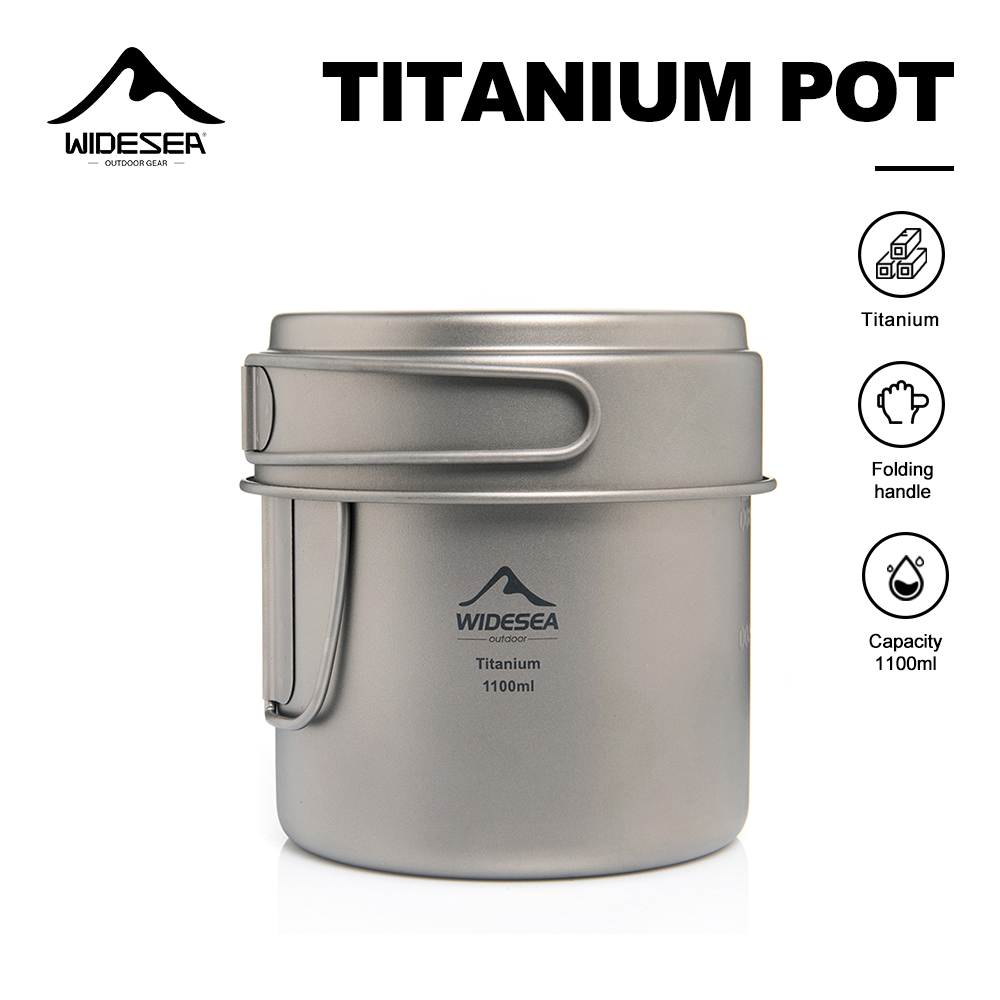Camping Cooking Tool Set - Widesea Panci Berkemah Titanium Ultraringan 1100Ml