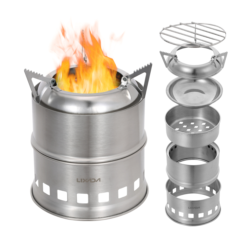 Camping Cooking Grate - Lixada kompor kayu Stainless Steel, kompor