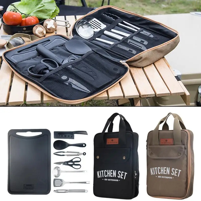 Camping Cooking And Cutlery Set - 8pcs Set Peralatan Masak Camping Portabel