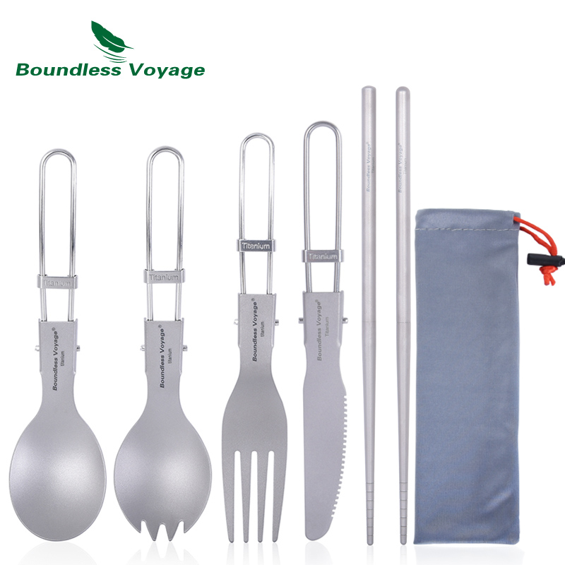 Camping Cooking And Cutlery Set - Peralatan Makan Berkemah Titanium Voyage Tanpa