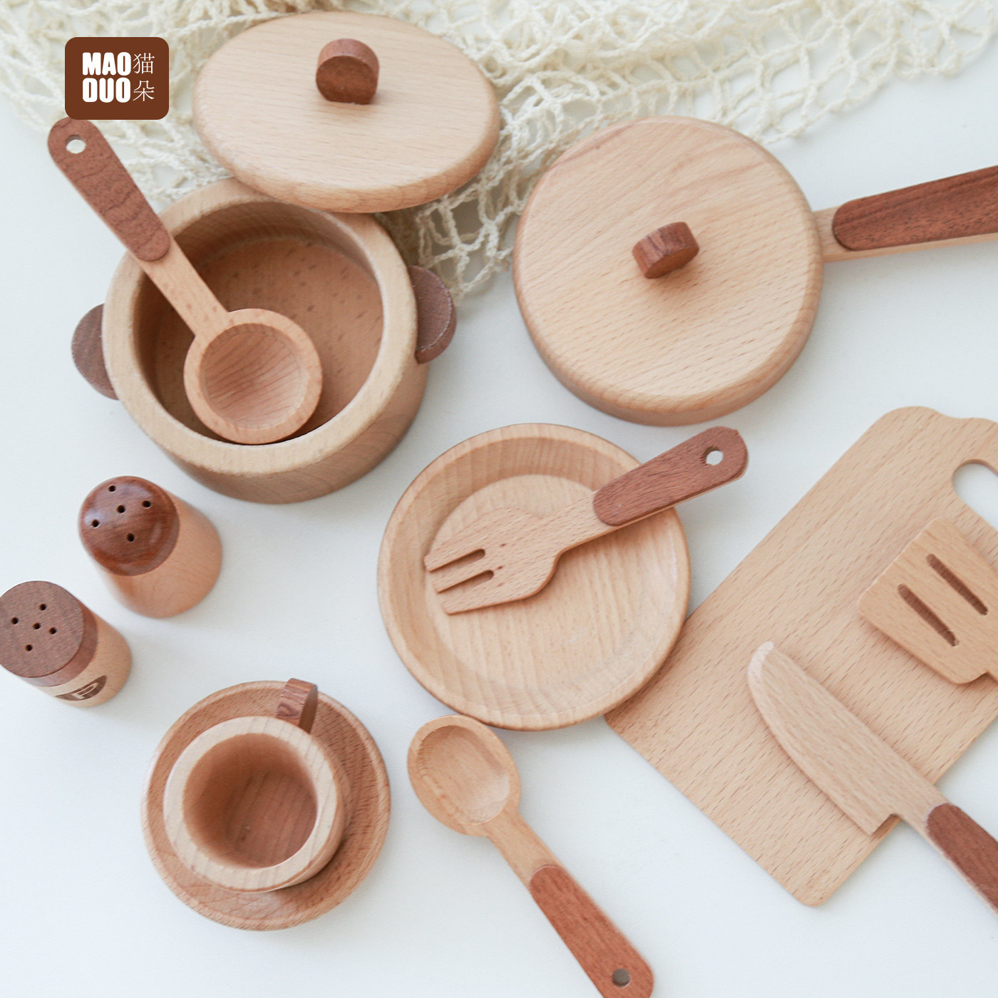 Mainan Dapur Kayu Beech Maoduo - Camping Cooking Tool Set ulasan dan harga