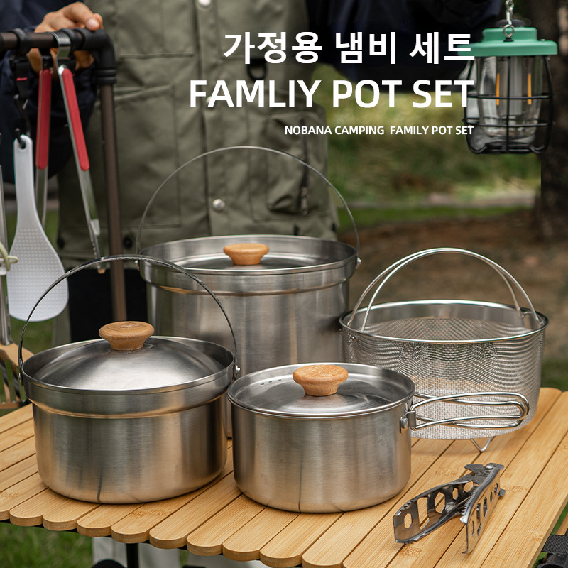 NOBANA Set Panci Baja Tahan Ka - Camping Cooking And Cutlery Set ulasan dan harga