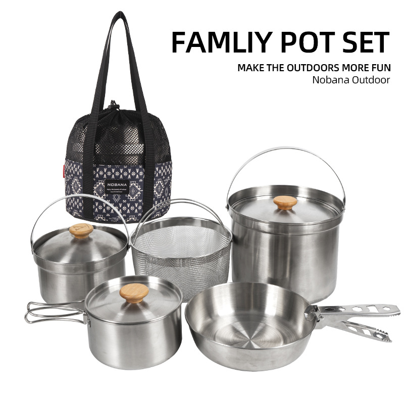 NOBANA Set Panci Baja Tahan Ka - Camping Cooking And Cutlery Set ulasan dan harga