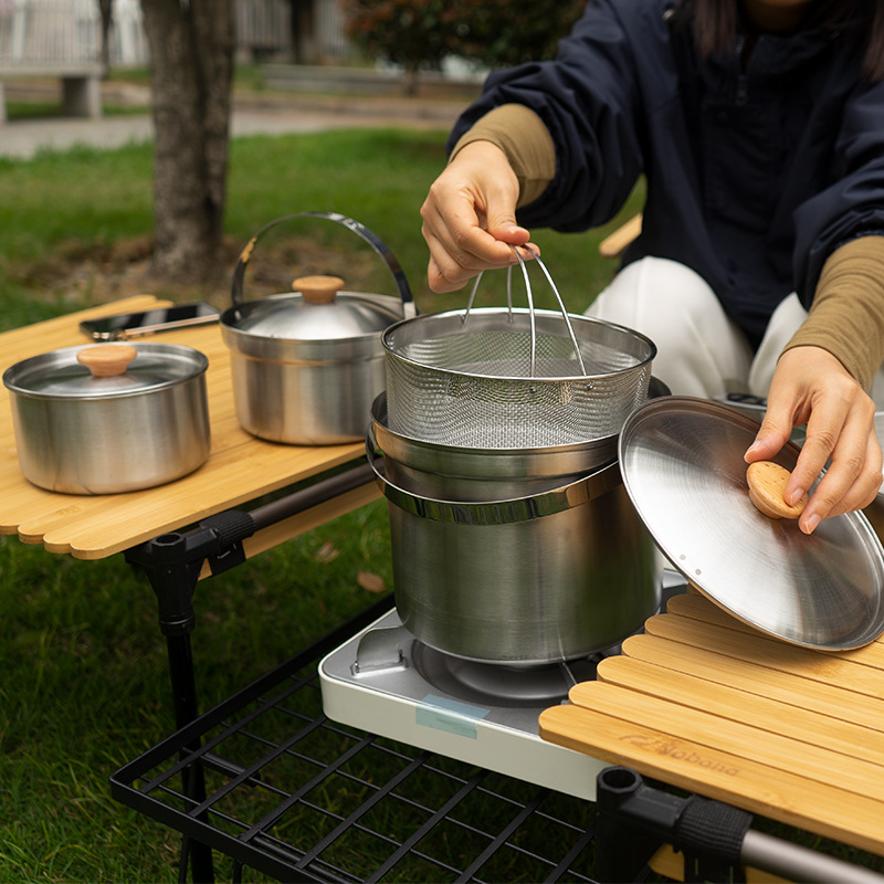 NOBANA Set Panci Baja Tahan Ka - Camping Cooking And Cutlery Set ulasan dan harga